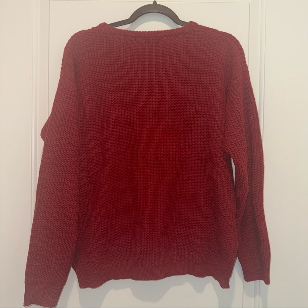 Forever 21 Red Embroidered Flower Crewneck Sweater - Picture 4 of 4